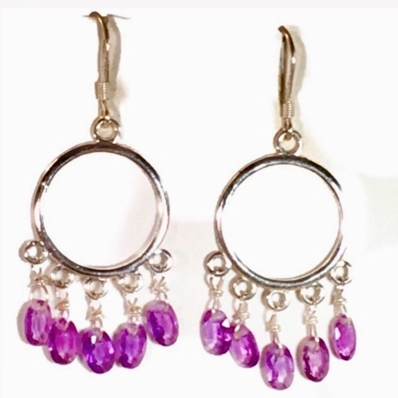 Jewelry - Purple Amethys chandelier Silver Earrings